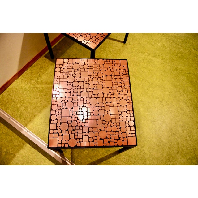 1970s Limited Edition Copper Mosaic Coffee Tables by Robert Hirche for Rosenthal, 1970s, Set of 2 For Sale - Image 5 of 9