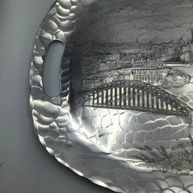 “Wendell August Forge” Hammered Aluminum My Hometown Pittsburgh Pa. Skyline Tray For Sale In Sacramento - Image 6 of 13
