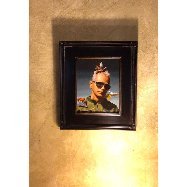 Contemporary Flight Crew by Shawn Sullivan | Oil Painting of a man with toy planes and birds on his head For Sale - Image 3 of 4