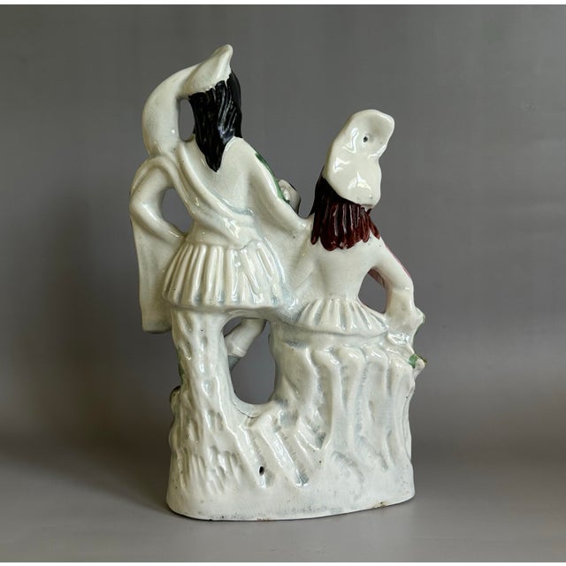 1940s Antique Staffordshire Highlander Figure Group With Dog & Bird, c.1840s For Sale - Image 5 of 12
