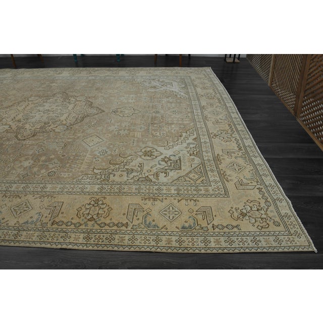 1970s Vintage Persian Handknotted Wool Brown Oversize Area Rug For Sale - Image 10 of 11