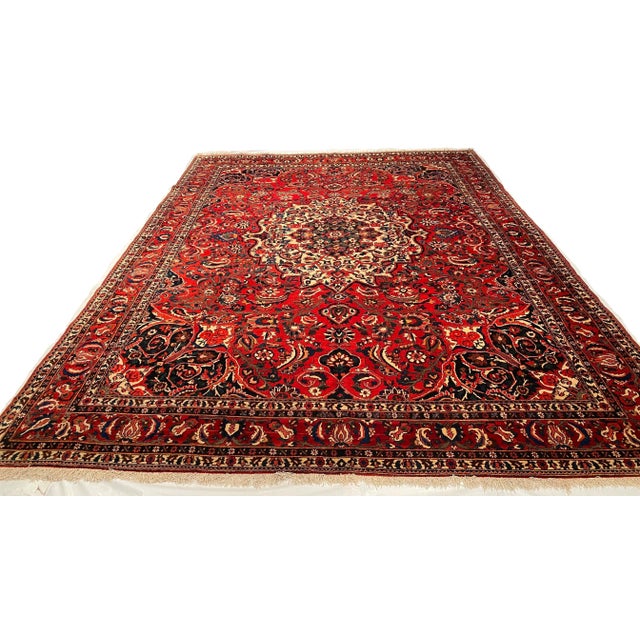 Persian Semi Vintage Bakhtiari Hand-Knotted Rug 9'6'' X 12'7'' For Sale - Image 4 of 10