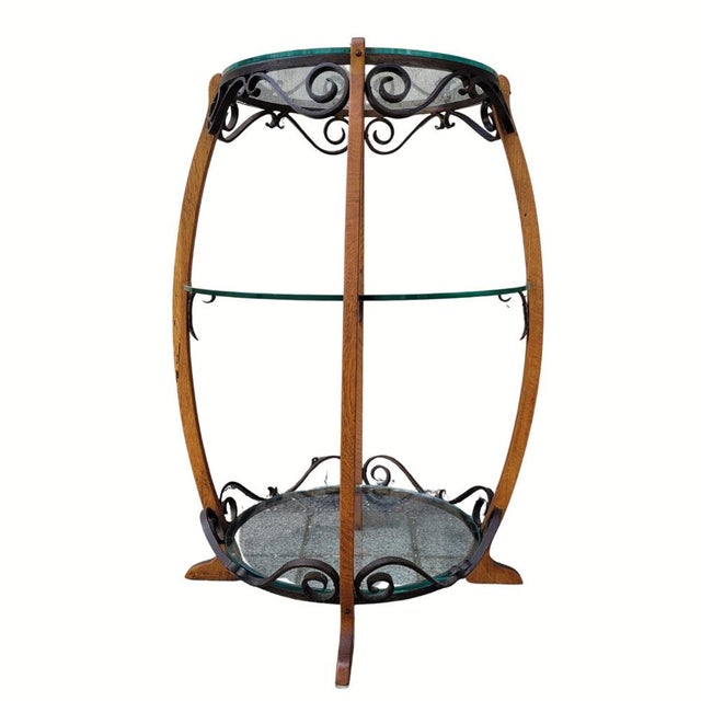 Mid-Century Side Table in Wood, Wrought Iron and Glass, France, 1950s For Sale - Image 15 of 15