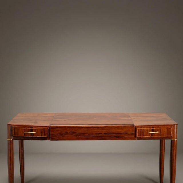 Gio Ponti Style Rosewood Vanity With Brass Accents, Circa 1950 For Sale In New York - Image 6 of 7