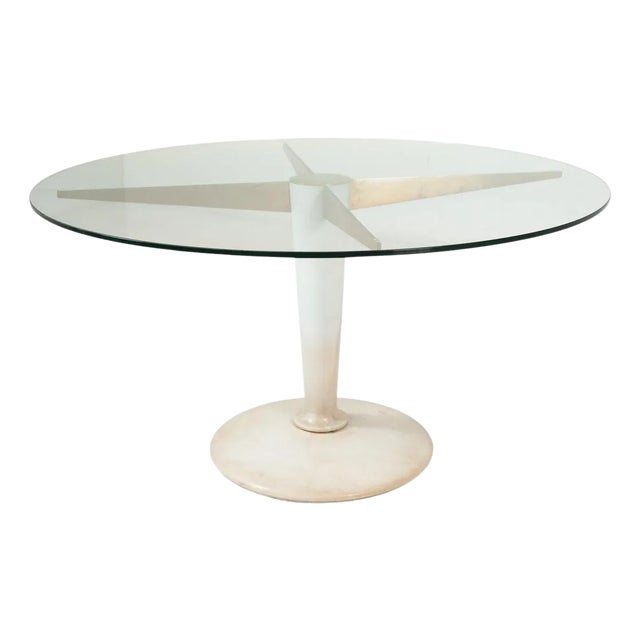 Mid-Century Modern Dining Table in Carrara Marble, Bronze and Glass, Italy, 1950s For Sale