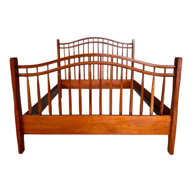 Hunt Country Furniture Cherry Birdcage Style Queen Size Bed Frame For Sale
