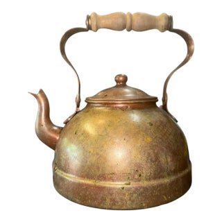 Vintage Tagus Copper Kettle With Wooden Handle For Sale