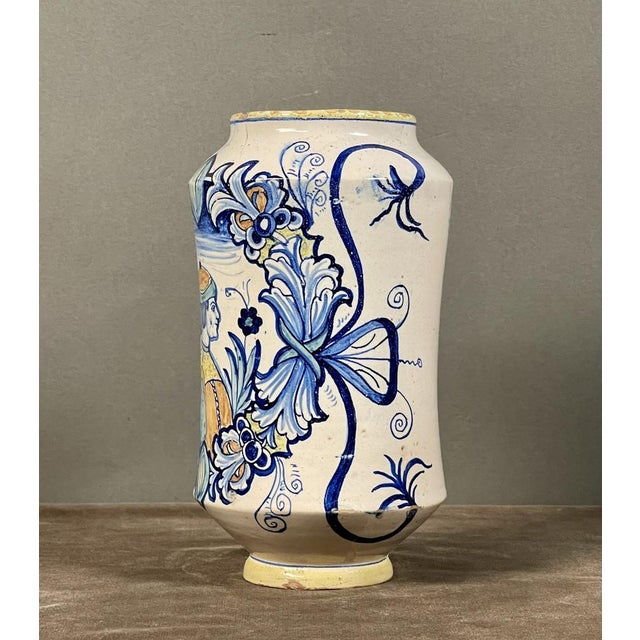 Antique Savona Ceramic Albarello, 1700s For Sale - Image 6 of 8