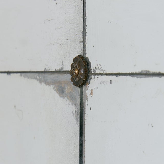 Italian Louis XVI Style Sectioned Mirror with Bronze Rosettes For Sale - Image 4 of 8