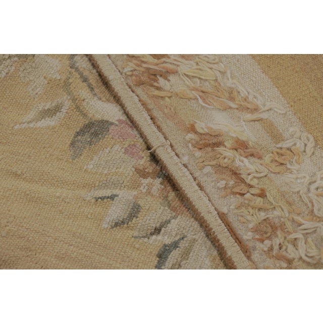 Rug & Kilim’s Aubusson Style Rug in Gold and Beige With Floral Medallion For Sale - Image 9 of 9