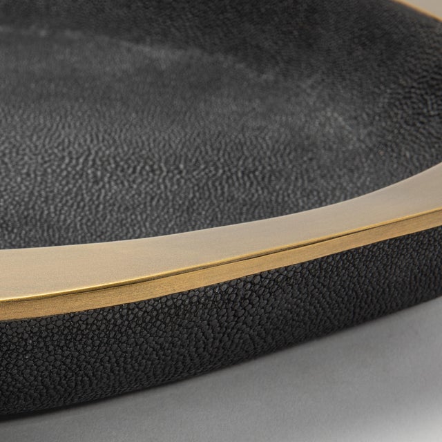 Black Bowl in Black Shagreen With Bronze Patina Brass Details by R&y Augousti For Sale - Image 8 of 11