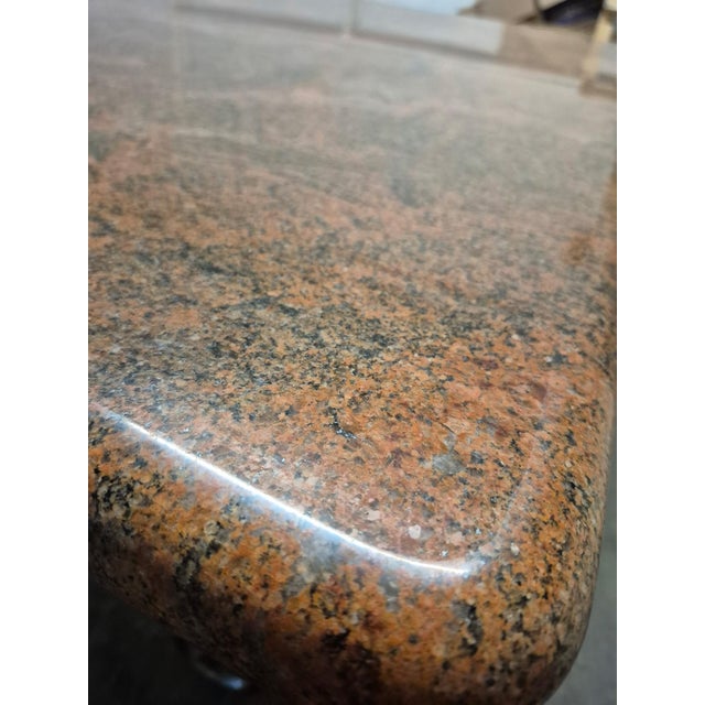 Vintage Forged Iron & Granite Outdoor Dining Table With Brass Accents For Sale - Image 10 of 11