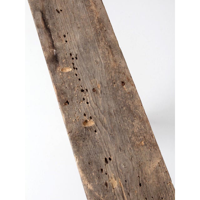 Antique Primitive 9-Foot Wood Bench For Sale - Image 12 of 18