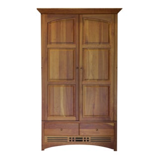 Vintage Harden Mission Style Solid Cherry Armoire For Sale