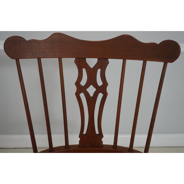 1980s Set of 6 Solid Cherry Brace Back Windsor Chairs For Sale - Image 5 of 18