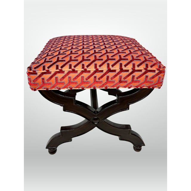 Niccolo Italianate X-Base Velvet Stools - A Pair For Sale - Image 12 of 12