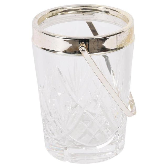 Metal Mid-Century Silver-Plated and Crystal Ice Pail Bucket For Sale - Image 7 of 7