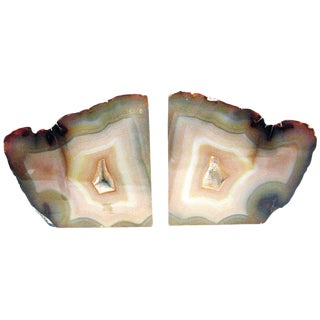 Mid-Century Brazilian Agate Bookends - a Pair For Sale
