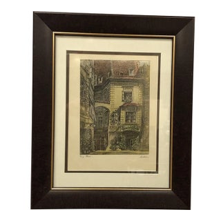 Mid 20th Century Print Signed on the Bottom, Framed For Sale