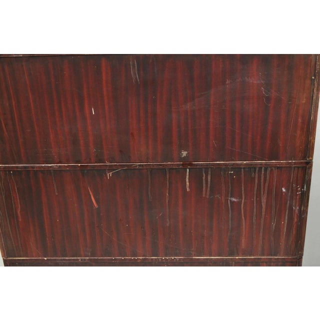 Vintage Industrial Steel Metal Faux Woodgrain Painted Stack Barrister Bookcase For Sale - Image 18 of 18