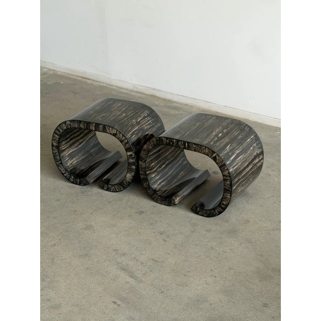 Paint Vintage Cerused Scroll Side Tables- Pair For Sale - Image 7 of 17