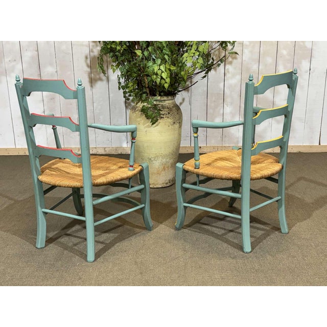 Rustic Beechwood Armchairs with Straw Seats, 1930s, Set of 2 For Sale - Image 9 of 17