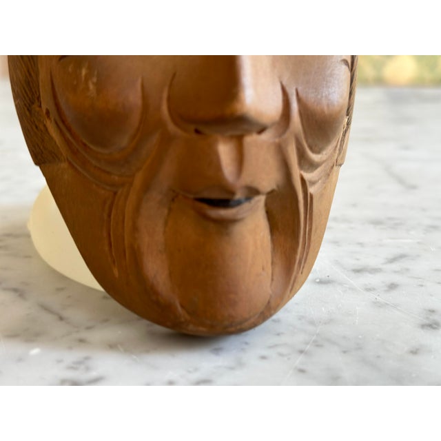 Vintage Japanese Kyogen Masks in Hand-Carved Wood, 1950s, Set of 2 For Sale - Image 6 of 15