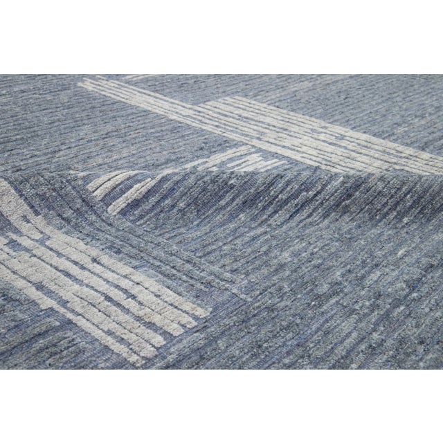 Modern Abstract Moroccan Style Wool Rug in Light Blue by Apadana For Sale - Image 10 of 10