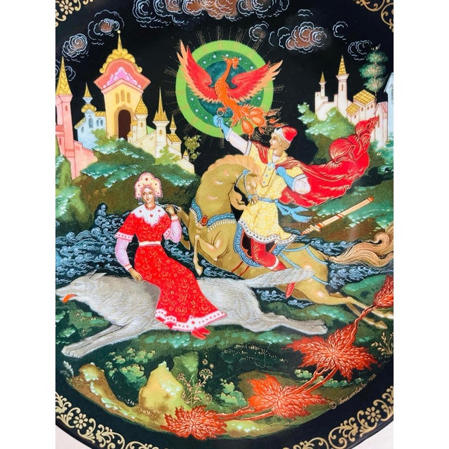 1990s Vintage Russian Collectible Plate of Phoenix Wall Gallery Art For Sale - Image 4 of 7