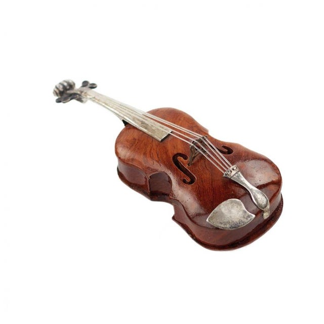 Wood Miniature Silver Violin in Case, Europe, Early 20th Century For Sale - Image 7 of 8