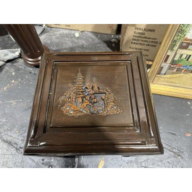 1950s Vintage Engraved Nesting Tables Oriental Rose Wood Beautiful For Sale - Image 5 of 14