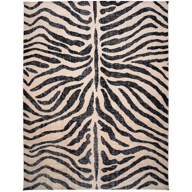 2020s Schumacher Zebre 9' x 12' Hand-Knotted Rug in Ivory/ Black For Sale - Image 5 of 5