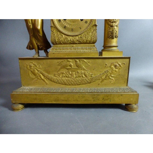 Empire Gilt Bronze Pendulum Clock For Sale - Image 5 of 8
