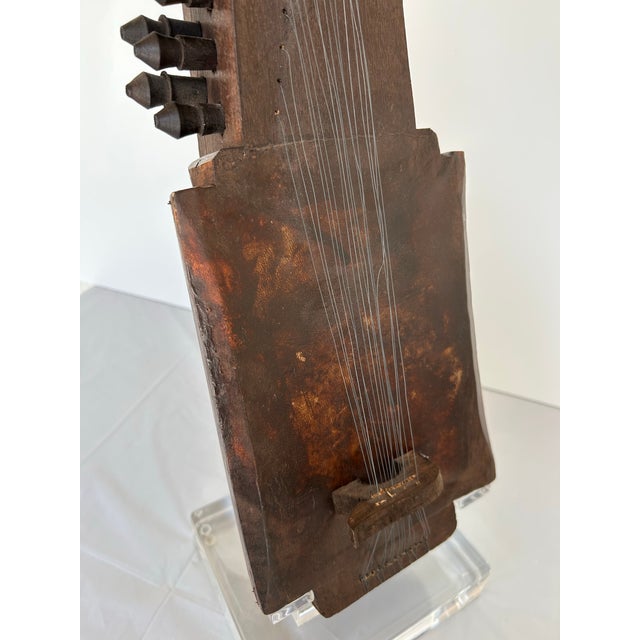 Early 20th Century Vintage Decorative Sarangi Mounted on Lucite Base For Sale - Image 5 of 12