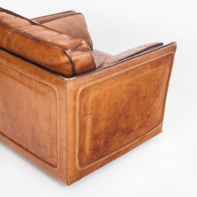 Vintage Camel Buffalo Leather Club Chair from Roche Bobois, France, 1980s For Sale - Image 14 of 18