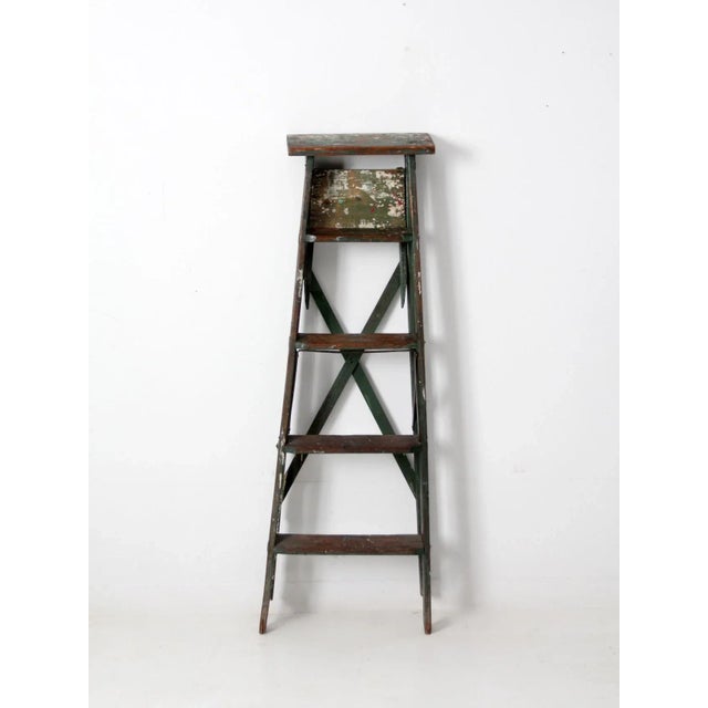 Vintage Green Painted Ladder For Sale - Image 9 of 13