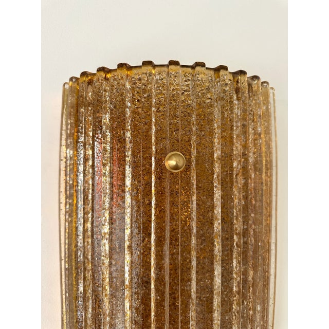 Contemporary Cola Gold Leaf Granita Murano Glass and Brass Sconces, Italy, Set of 5 For Sale - Image 11 of 12