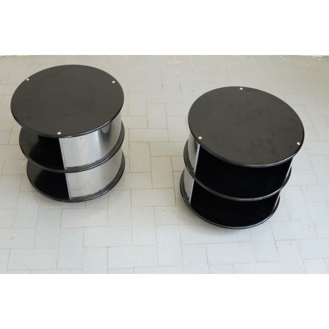 Wood Bedside Tables in Chrome-Plated Steel and Plastic, Italy, 1970s, Set of 2 For Sale - Image 7 of 7