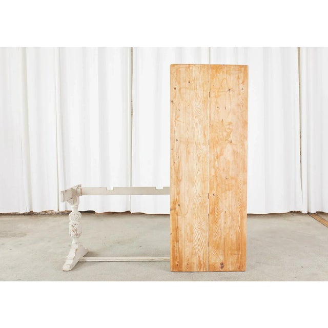 Tan Swedish Gustavian Style Pine Farm Table or Console For Sale - Image 8 of 13