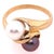 Gold 14 Karat Yellow Gold White and Black Cultured Pearl Free Form Ring, Size 9.5 For Sale - Image 8 of 8
