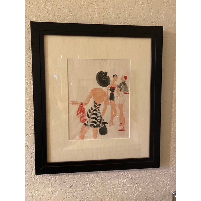 Mid-Century Fashion Illustration of Women in Beachwear For Sale In Las Vegas - Image 6 of 8