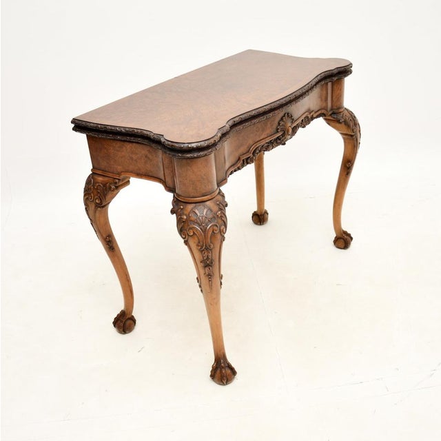 Burr Walnut Card Table, 1900s For Sale - Image 3 of 18