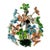 1960s Italian Style Hand-Painted Crystal Flower Globe Chandelier, 3-Light For Sale