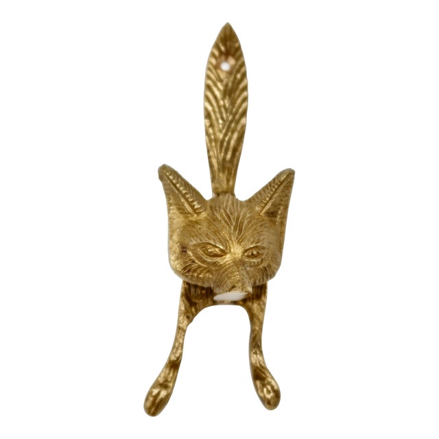 1930s English Brass Fox Door Knocker For Sale