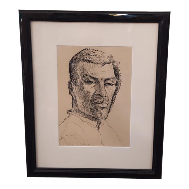 1950s Hawaii Artist Robert Lee Eskridge Pen and Ink Drawing - Framed For Sale
