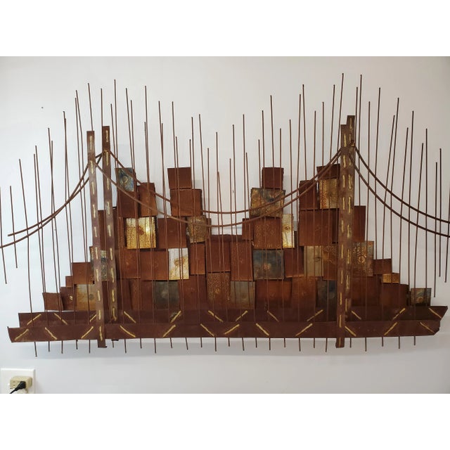 Metal Jere Wall Sculpture Cityscape For Sale - Image 7 of 7