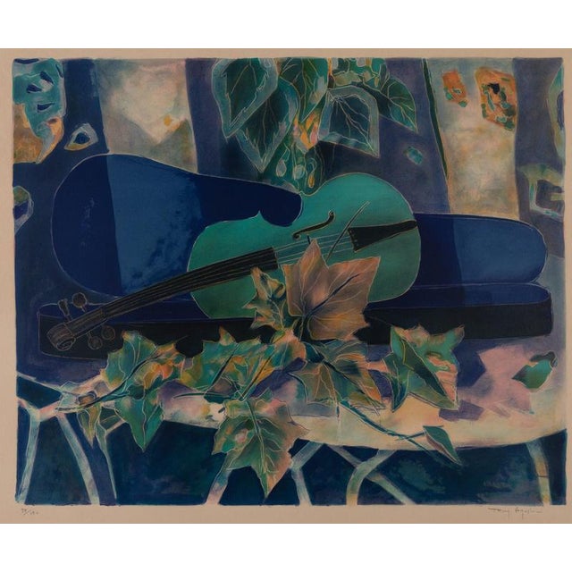 Tony Agostini Still Life with Violin Original color lithograph Signed in pencil On Arches wove paper, 63 x 55 cm (approx....