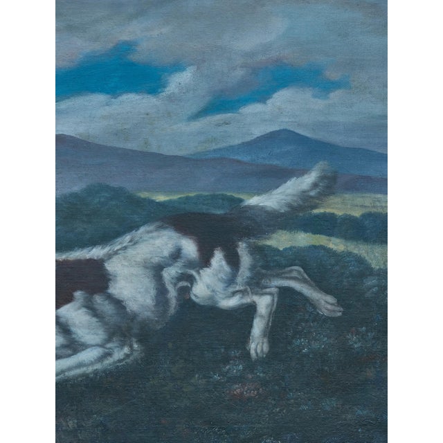 English 18th Century Oil on Canvas Hunting Dog Painting in Carved Giltwood Frame For Sale - Image 12 of 12