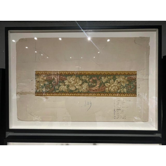 Original Antique French Hand Painted Floral Strike-Off For Sale - Image 13 of 13