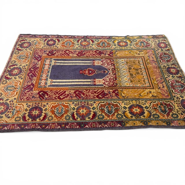 1900 - 1909 Antique Ottoman Turkish Rug | Mihrab Design With Columns and Lamp | 4x6 For Sale - Image 5 of 5